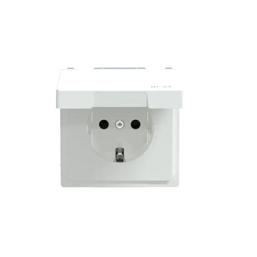Розетка электрическая с крышкой, IP44, белый лотос, Merten MTN2314-6035