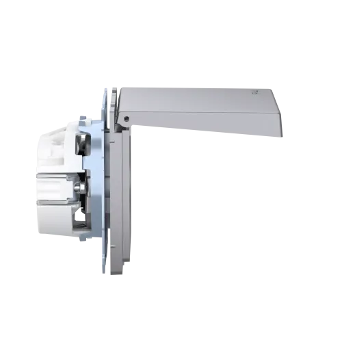 Розетка электрическая с крышкой, IP44, нержавеющая сталь, Merten MTN2314-6036