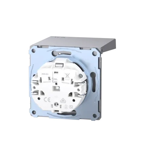 Розетка электрическая с крышкой, IP44, нержавеющая сталь, Merten MTN2314-6036