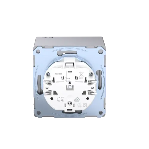 Розетка электрическая с крышкой, IP44, нержавеющая сталь, Merten MTN2314-6036