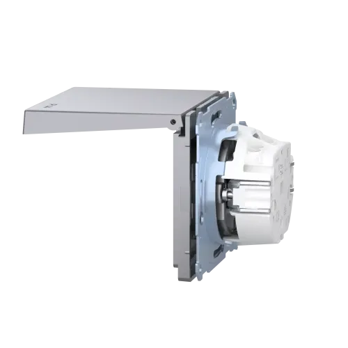 Розетка электрическая с крышкой, IP44, нержавеющая сталь, Merten MTN2314-6036