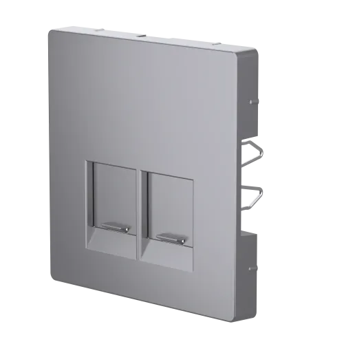 Накладка компьютерной розетки RJ45, двойная, нержавеющая сталь, Merten MTN4572-6036