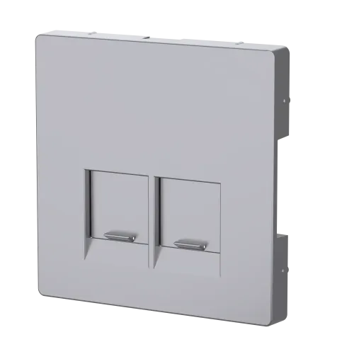 Накладка компьютерной розетки RJ45, двойная, нержавеющая сталь, Merten MTN4572-6036