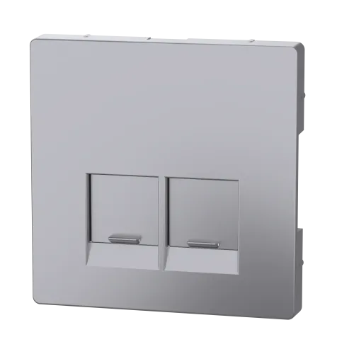 Накладка компьютерной розетки RJ45, двойная, нержавеющая сталь, Merten MTN4572-6036