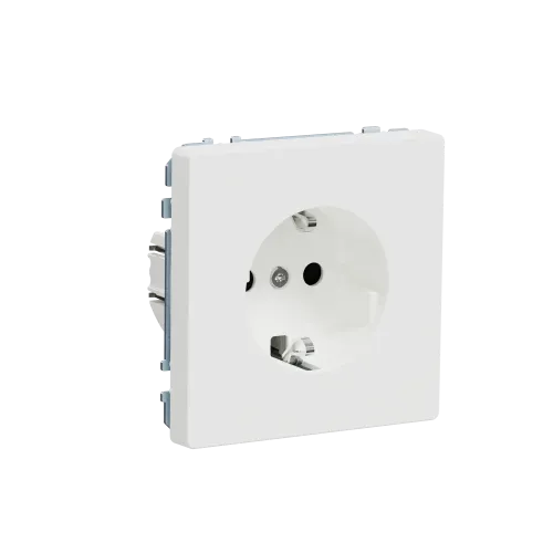 Розетка с заземлением и шторками, белый матовый, Merten MTN2300-6037