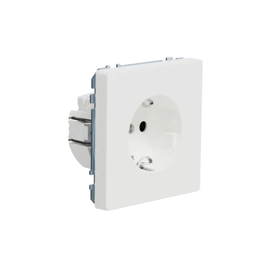 Розетка с заземлением и шторками, белый матовый, Merten MTN2300-6037