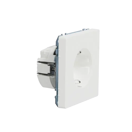 Розетка с заземлением и шторками, белый матовый, Merten MTN2300-6037