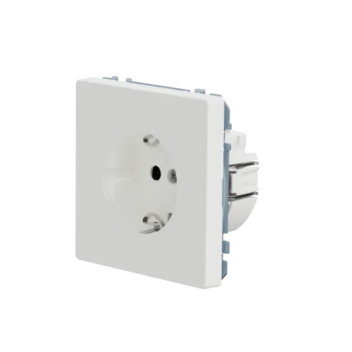Розетка с заземлением и шторками, белый матовый, Merten MTN2300-6037