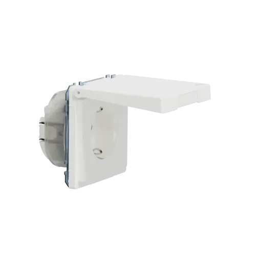 Розетка влагозащищенная IP44, белый матовый, Merten MTN2314-6037