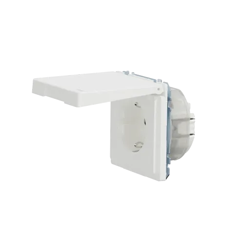 Розетка влагозащищенная IP44, белый матовый, Merten MTN2314-6037