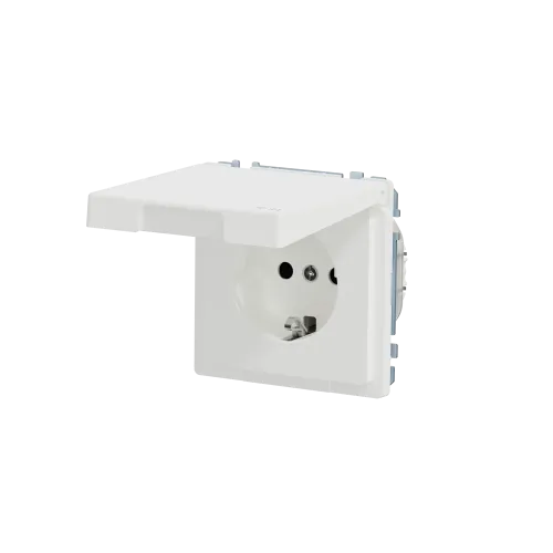 Розетка влагозащищенная IP44, белый матовый, Merten MTN2314-6037