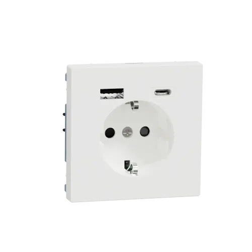 Розетка с заземлением и USB тип A+C, белый матовый, Merten MTN2367-6037