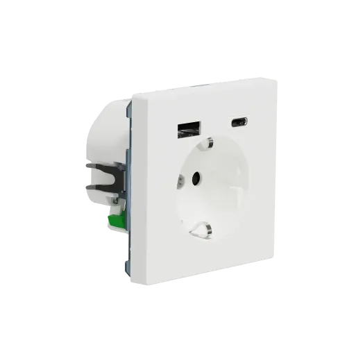 Розетка с заземлением и USB тип A+C, белый матовый, Merten MTN2367-6037