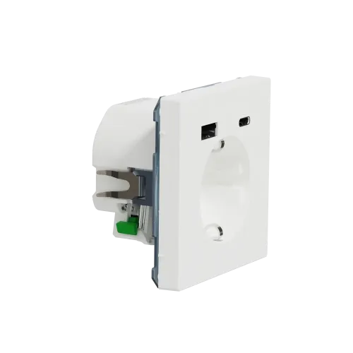 Розетка с заземлением и USB тип A+C, белый матовый, Merten MTN2367-6037