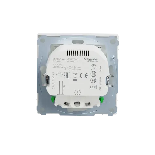 Розетка с заземлением и USB тип A+C, белый матовый, Merten MTN2367-6037
