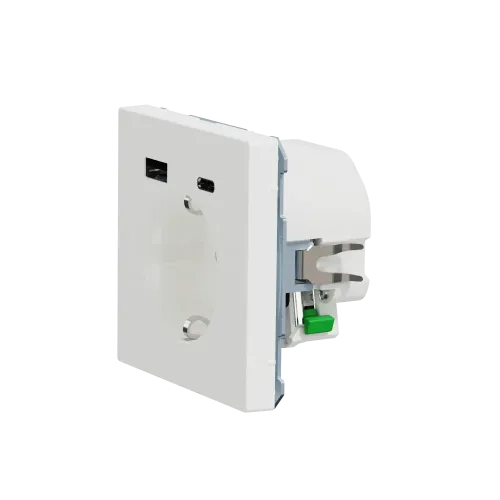 Розетка с заземлением и USB тип A+C, белый матовый, Merten MTN2367-6037