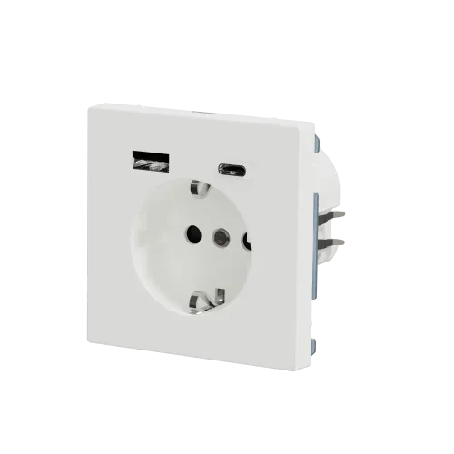 Розетка с заземлением и USB тип A+C, белый матовый, Merten MTN2367-6037