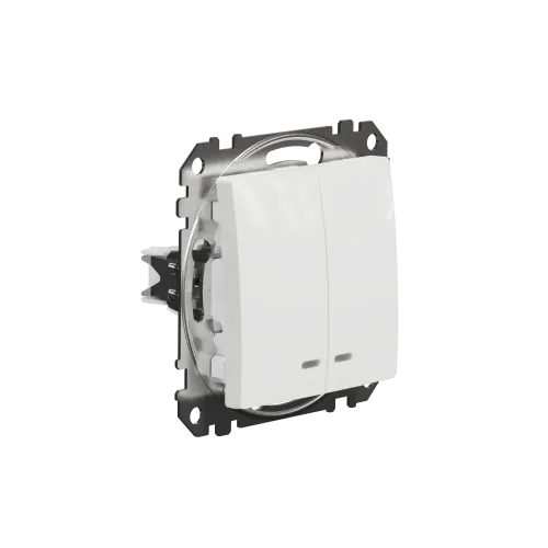 Выключатель с подсветкой 2 клавишный, белый, Sedna Design SDD111105L