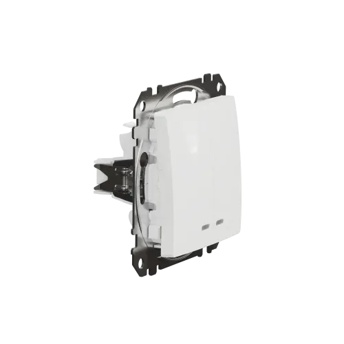 Выключатель с подсветкой 2 клавишный, белый, Sedna Design SDD111105L
