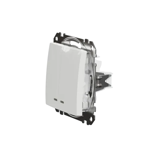Выключатель с подсветкой 2 клавишный, белый, Sedna Design SDD111105L