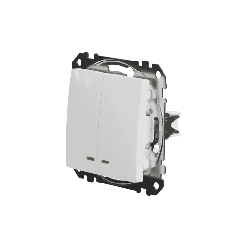 Выключатель с подсветкой 2 клавишный, белый, Sedna Design SDD111105L