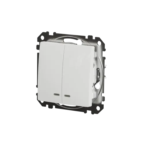 Выключатель с подсветкой 2 клавишный, белый, Sedna Design SDD111105L