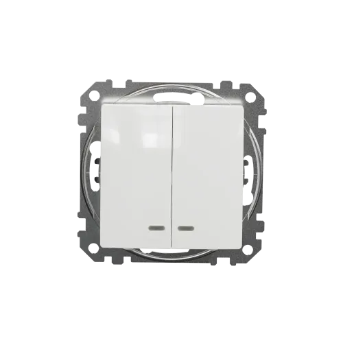Выключатель с подсветкой 2 клавишный, белый, Sedna Design SDD111105L