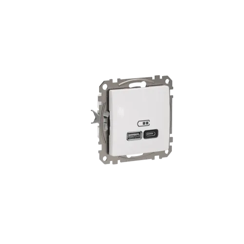 Розетка USB тип A+C 3A, 45W, белый, Sedna Design SDD111404