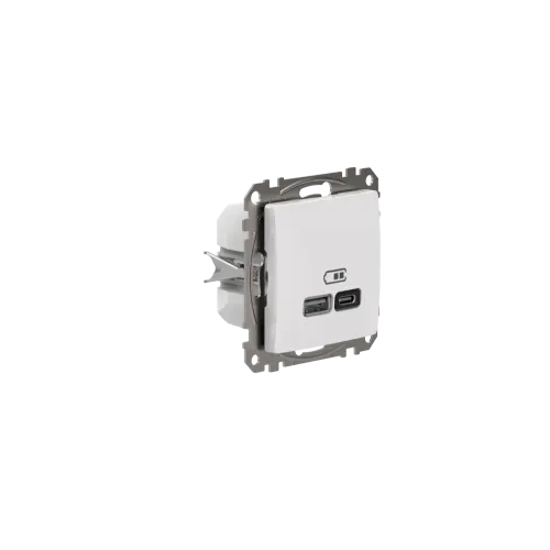Розетка USB тип A+C 3A, 45W, белый, Sedna Design SDD111404
