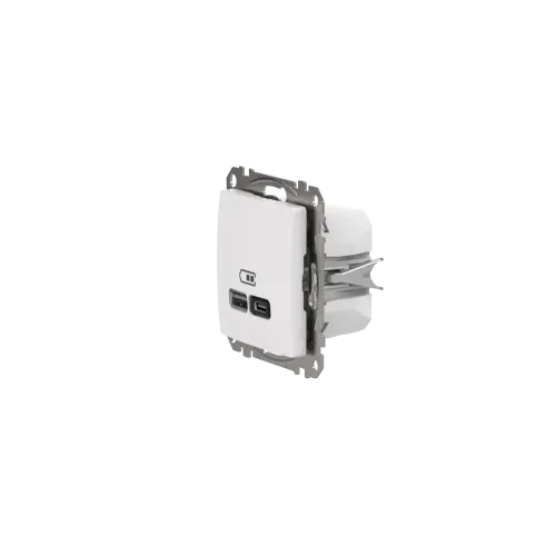 Розетка USB тип A+C 3A, 45W, белый, Sedna Design SDD111404