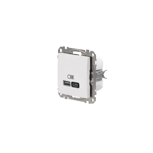 Розетка USB тип A+C 3A, 45W, белый, Sedna Design SDD111404