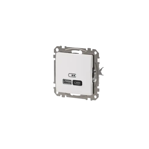 Розетка USB тип A+C 3A, 45W, белый, Sedna Design SDD111404