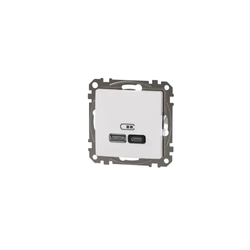 Розетка USB тип A+C 3A, 45W, белый, Sedna Design SDD111404