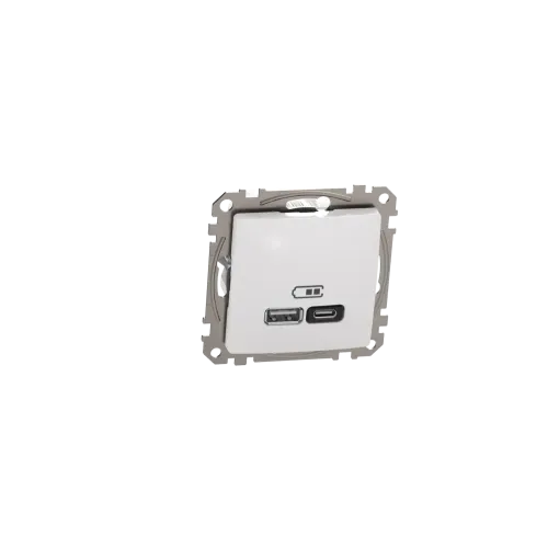 Розетка USB тип A+C 3A, 45W, белый, Sedna Design SDD111404