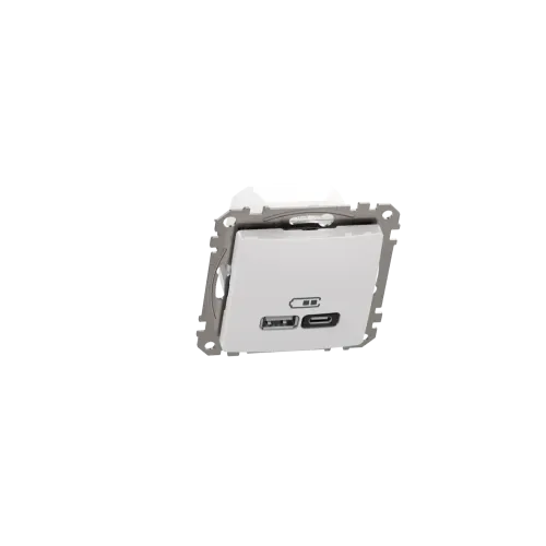 Розетка USB тип A+C 3A, 45W, белый, Sedna Design SDD111404