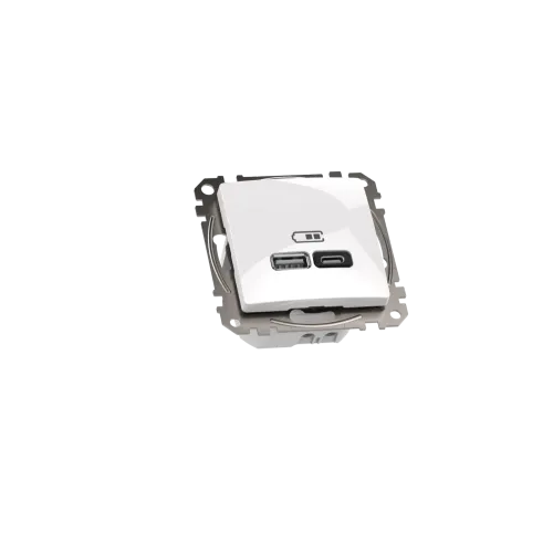 Розетка USB тип A+C 3A, 45W, белый, Sedna Design SDD111404
