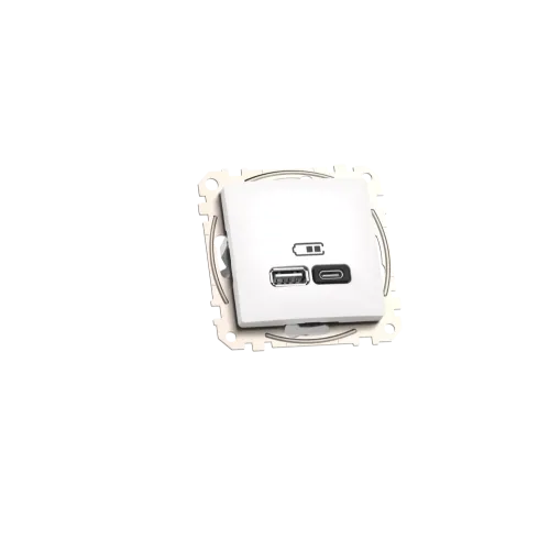 Розетка USB тип A+C 3A, 45W, белый, Sedna Design SDD111404
