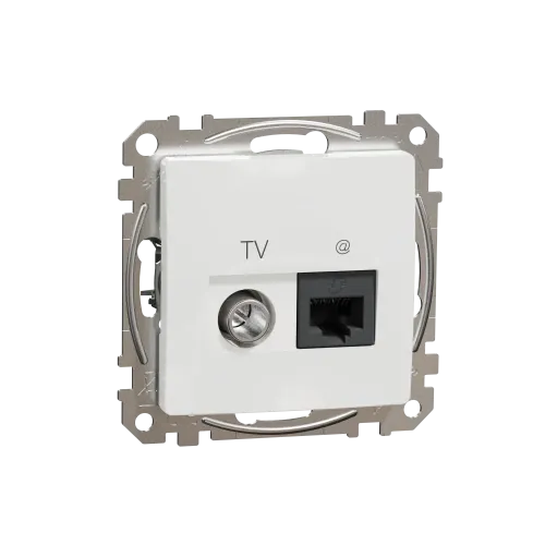 Розетка телевизионная и компьютерная TV+RJ45 кат. 6 UTP, белый, Sedna Design SDD111469T