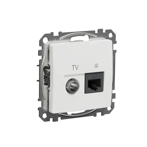 Розетка телевизионная и компьютерная TV+RJ45 кат. 6 UTP, белый, Sedna Design SDD111469T
