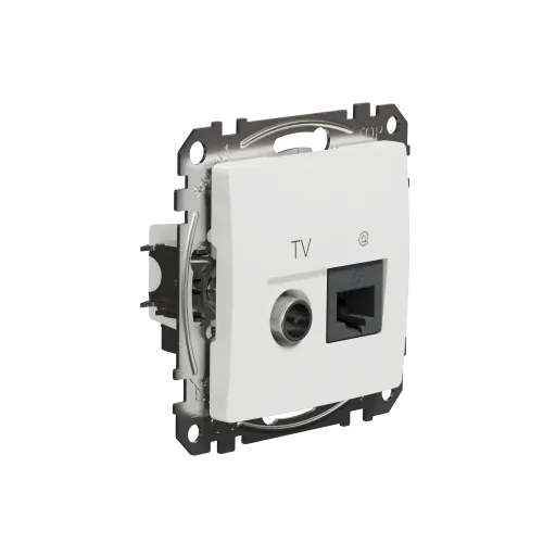 Розетка телевизионная и компьютерная TV+RJ45 кат. 6 UTP, белый, Sedna Design SDD111469T