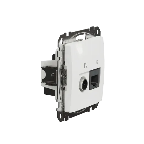 Розетка телевизионная и компьютерная TV+RJ45 кат. 6 UTP, белый, Sedna Design SDD111469T