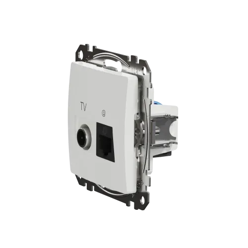 Розетка телевизионная и компьютерная TV+RJ45 кат. 6 UTP, белый, Sedna Design SDD111469T