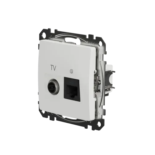 Розетка телевизионная и компьютерная TV+RJ45 кат. 6 UTP, белый, Sedna Design SDD111469T