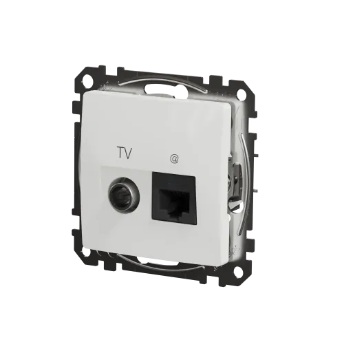 Розетка телевизионная и компьютерная TV+RJ45 кат. 6 UTP, белый, Sedna Design SDD111469T