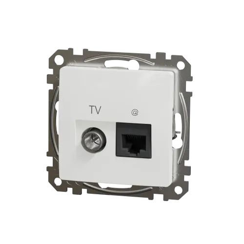 Розетка телевизионная и компьютерная TV+RJ45 кат. 6 UTP, белый, Sedna Design SDD111469T
