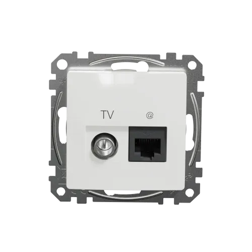 Розетка телевизионная и компьютерная TV+RJ45 кат. 6 UTP, белый, Sedna Design SDD111469T