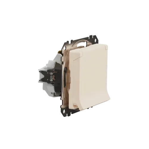 Розетка электрическая с крышкой, бежевый, Sedna Design SDD112024