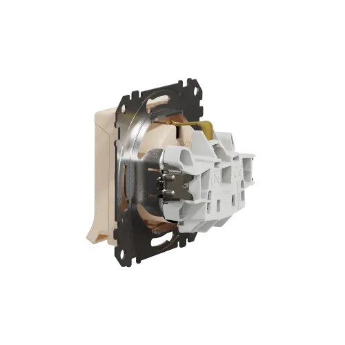 Розетка электрическая с крышкой, бежевый, Sedna Design SDD112024