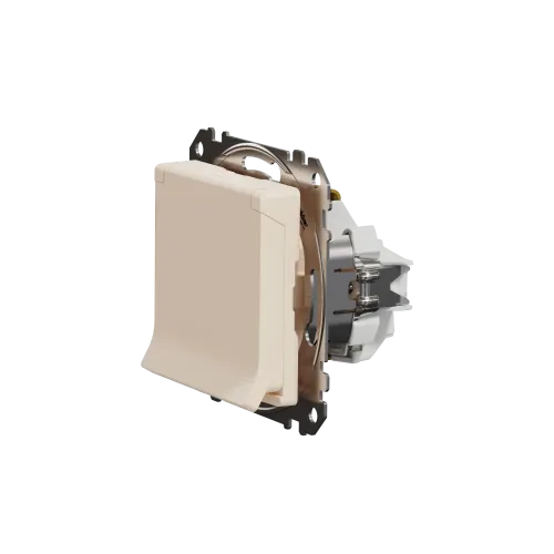 Розетка электрическая с крышкой, бежевый, Sedna Design SDD112024