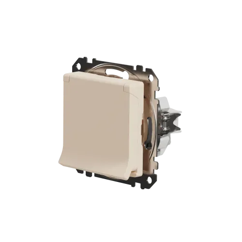 Розетка электрическая с крышкой, бежевый, Sedna Design SDD112024